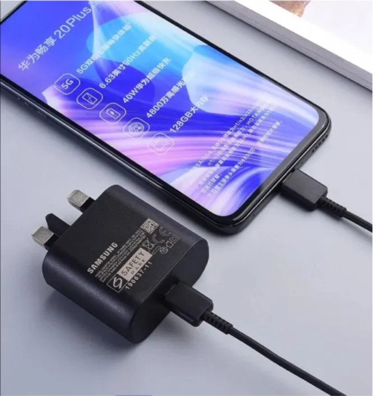 شارژر سامسونگ مدل EP-TA800 25W سه پین همراه کابل اصل + تبدیل 3 به 2 هدیه